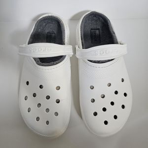 Crocs Classic Lined Clog Mens Size 9 Womens Size 11 White/Gray
